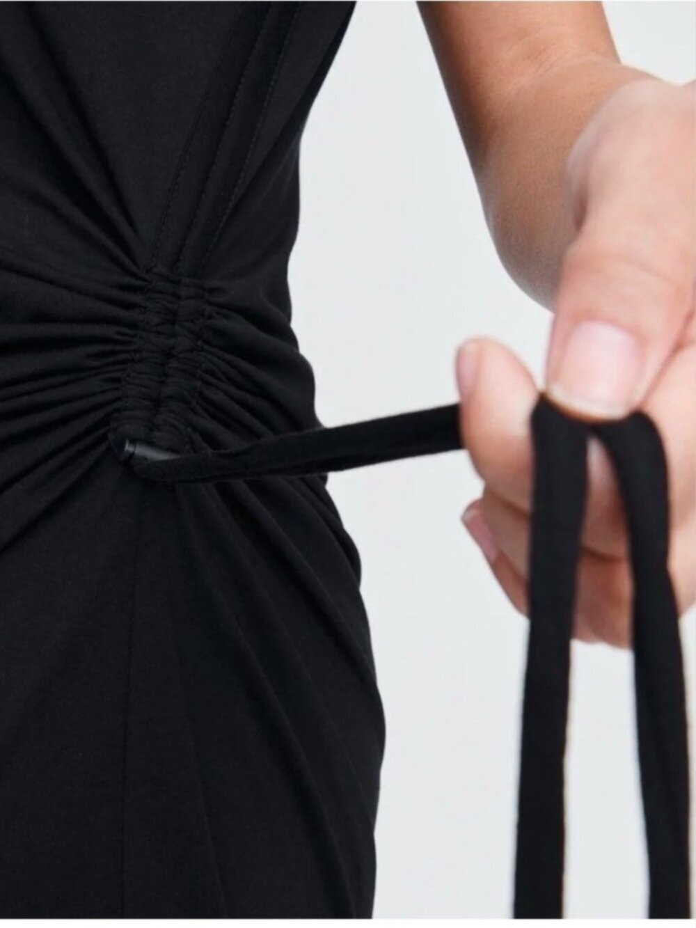 Rag and Bone Ina Black T-Shirt Ruched Midi Dress - Picture 3 of 9
